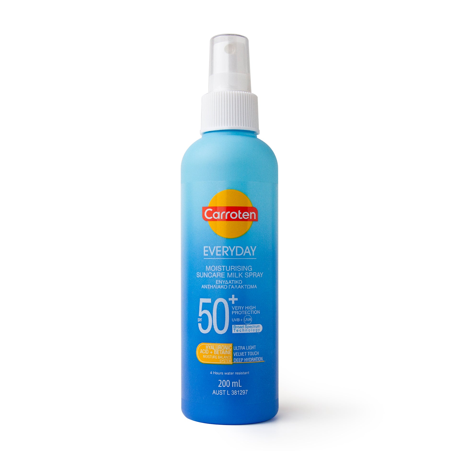 EVERYDAY SPF50+ MOISTURISING SUNCARE MILK SPRAY 200ML Carroten Australia